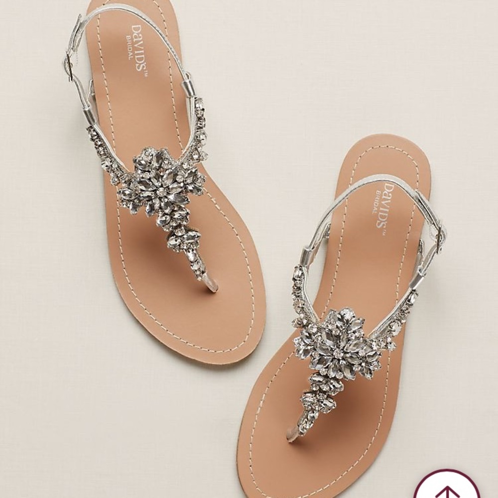 David’s Bridal Jeweled T Strap Sandal
